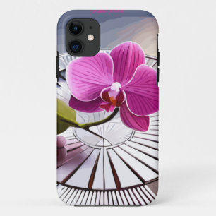 Exquisite roze orchidee Rests op zilver Bord Case-Mate iPhone Case