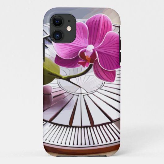 Exquisite roze orchidee Rests op zilver Bord Case-Mate iPhone Case (Achterkant)