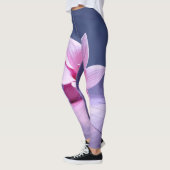 Exquisite roze orchidee Rests op zilver Bord Leggings (Links)