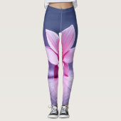 Exquisite roze orchidee Rests op zilver Bord Leggings (Voorkant)