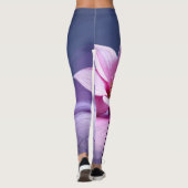 Exquisite roze orchidee Rests op zilver Bord Leggings (Achterkant)