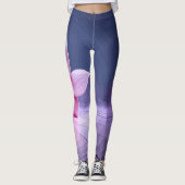 Exquisite roze orchidee Rests op zilver Bord Leggings (Voorkant)