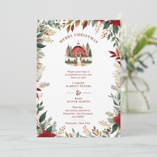 Exquisite Rustic Barn Farmhouse Fall Floral Frame Save The Date (Staand voorkant)