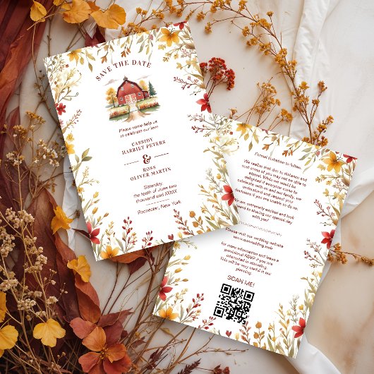 Exquisite Rustic Barn Farmhouse Fall Floral Frame Save The Date