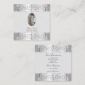 Exquisite Silver Grey  Ornamenten Foto toevoegen Vierkante Visitekaartje (Voorkant / Achterkant)
