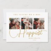 Exquisite Sophisticated Wedding Christmas 3 Photos Save The Date (Voorkant)