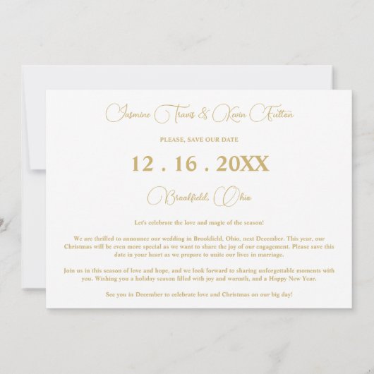 Exquisite Sophisticated Wedding Christmas 3 Photos Save The Date (Achterkant)