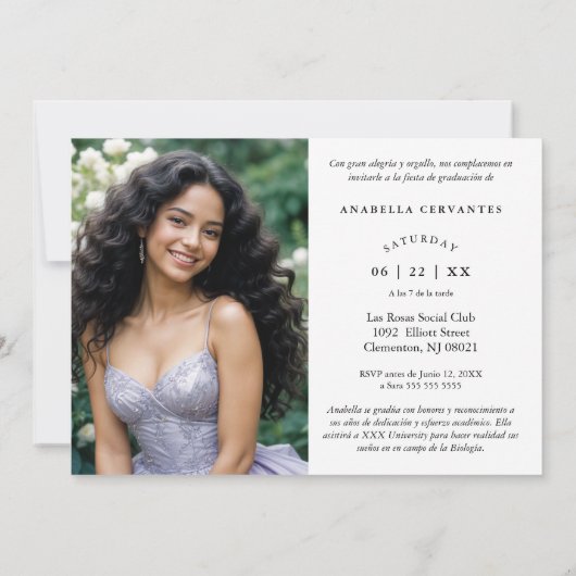 Exquisite Spanish Script Collage 4 Photos Timeline Kaart (Achterkant)