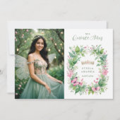 Exquisite Spring Tiara Green & Pink Floral Spanish Kaart (Voorkant)