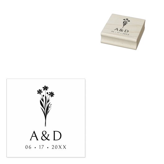 Exquisite Stylish Chic Wedding Bunch Initials Rubberstempel (Gestempeld)
