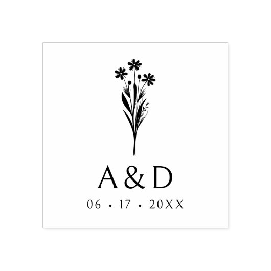 Exquisite Stylish Chic Wedding Bunch Initials Rubberstempel (Afrduk)