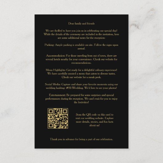 Exquisite Stylish Golden Abstract Geometric Shape Informatiekaartje (Achterkant)