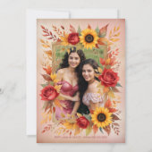 Exquisite Twins Botanical Frame Spanish Photo XVs Kaart (Achterkant)