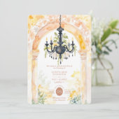 Exquisite Vintage Empire Style Chandelier Wedding Kaart (Staand voorkant)