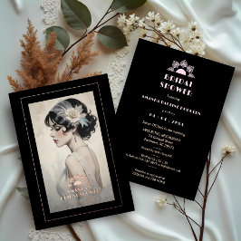 Exquisite Vintage Retro 20s Bride Bridal Shower Folie Uitnodiging