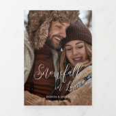 Exquisite Winter Wedding Christmas 7 Multi Photos Drieluik Uitnodiging (Cover)