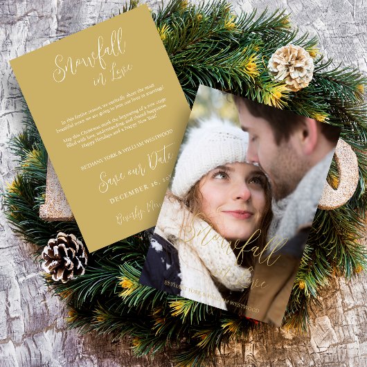 Exquisite Winter Wedding Christmas Photo Save The Date