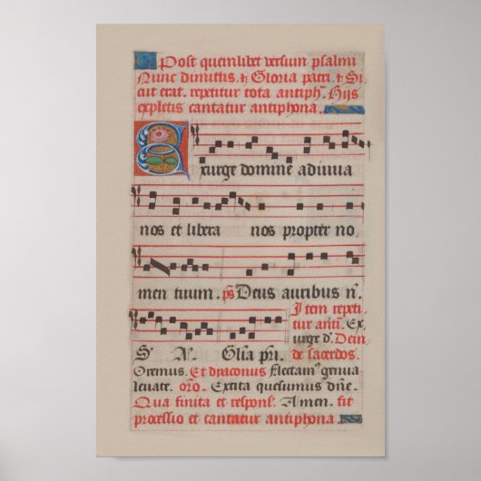 Exsurge Domine Antiphon Medieval Music Manuscript Poster (Voorkant)