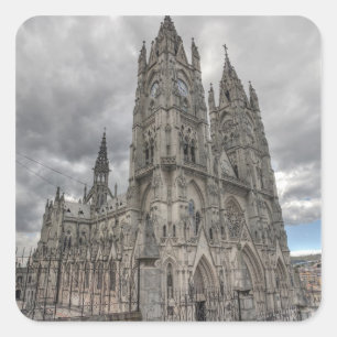 Exterieur van de Basiliek in Quito, Ecuador Vierkante Sticker