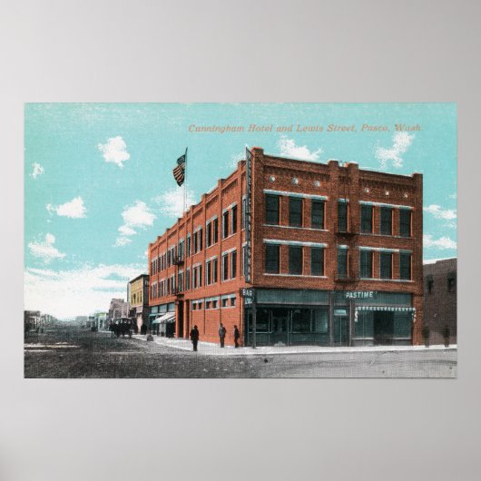 Exterior View of Cunningham Hotel on Lewis St Poster (Voorkant)