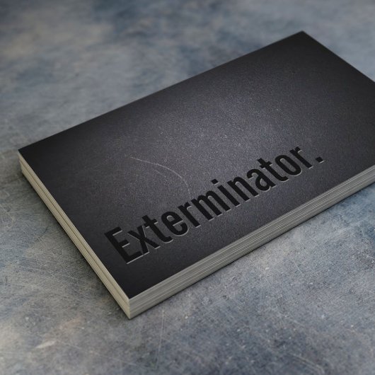 Exterminator minimalistisch zwart-gebest besturing visitekaartje