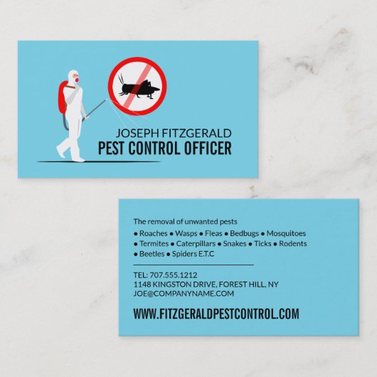 Exterminator ontwerp, ongediertebestrijding visitekaartje (Voorkant / Achterkant)