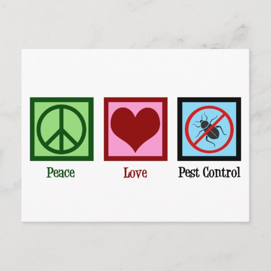Exterminator Peace Love Pest Control Company Briefkaart (Voorkant)