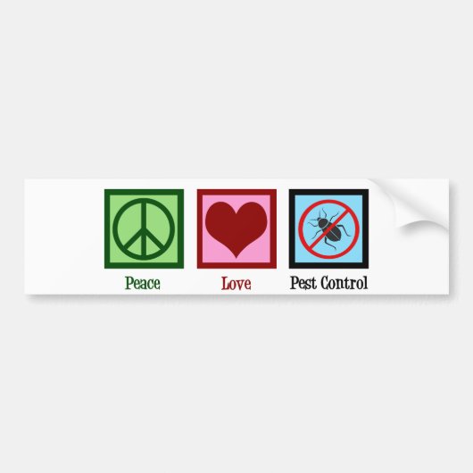 Exterminator Peace Love Pest Control Company Bumpersticker (Voorkant)