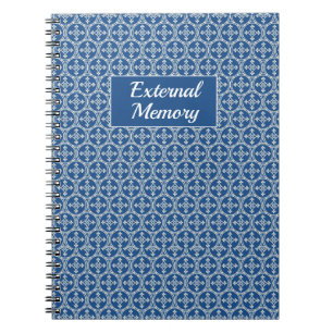 Extern geheugen blauw wit ogee Marokkaans patroon  Notitieboek