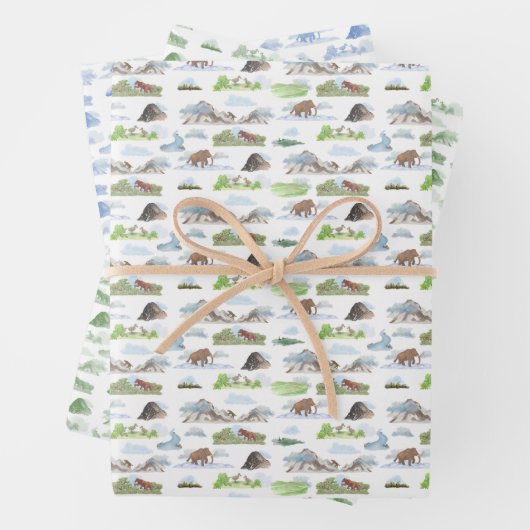 Extinct Animal Toile Wrapping Paper  (In situ)