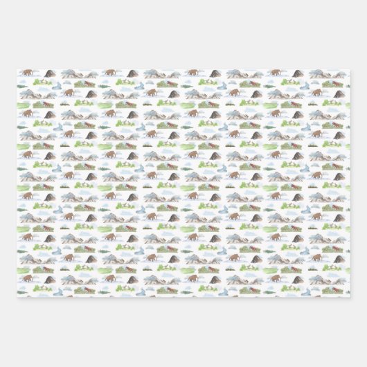 Extinct Animal Toile Wrapping Paper  (Voorkant)