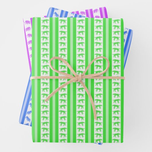 Extinct Animals in Neon Wrapping Paper (In situ)