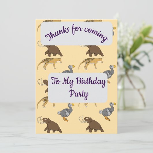 Extinct Animals Thank you Card Kaart (Staand voorkant)