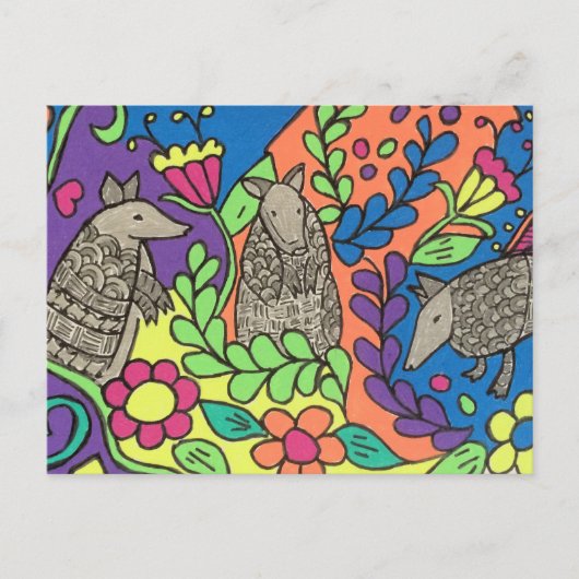 Extra Bright Whimsical Armadillos Postcard Briefkaart (Voorkant)