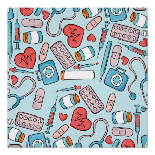 Extra Cartoon Grafisch herhalingspatroon achtergro Perfect Poster