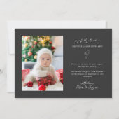 Extra Cheer Charcoal Holiday Baby Foto Birth Aankondiging (Achterkant)