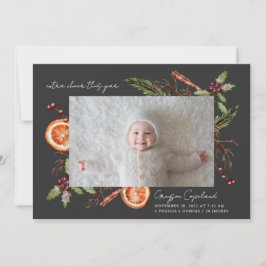 Extra Cheer Charcoal Holiday Baby Foto Birth Aankondiging
