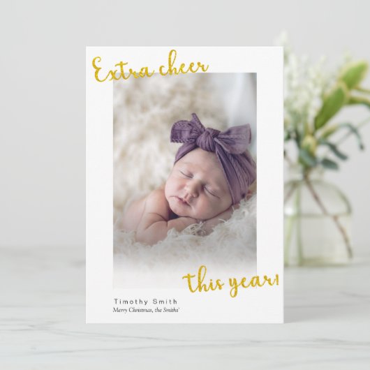 extra cheer dit jaar aankondiging kerstkaart (Staand voorkant)