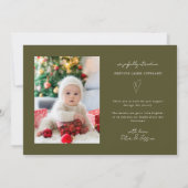 Extra Cheer Green Holiday Baby Fotogeboorte Aankondiging (Achterkant)