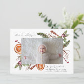Extra Cheer Holiday Baby Foto geboortedatum Aankondiging (Staand voorkant)