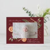 Extra Cheer Red Holiday Baby Foto geboortedatum Aankondiging (Staand voorkant)