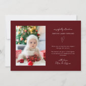 Extra Cheer Red Holiday Baby Foto geboortedatum Aankondiging (Achterkant)