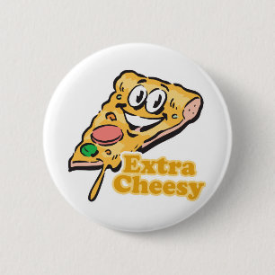 Extra cheesy pizzapunt ronde button 5,7 cm