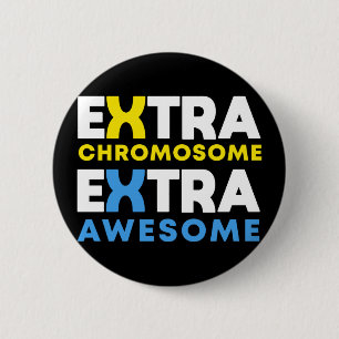 Extra chromosoom Extra Geweldige downsyndroom Ronde Button 5,7 Cm