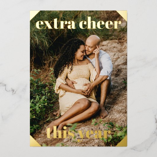 Extra crème dit jaar Zwangerschapsuitkondiging Folie Feestdagenkaart (Voorkant)