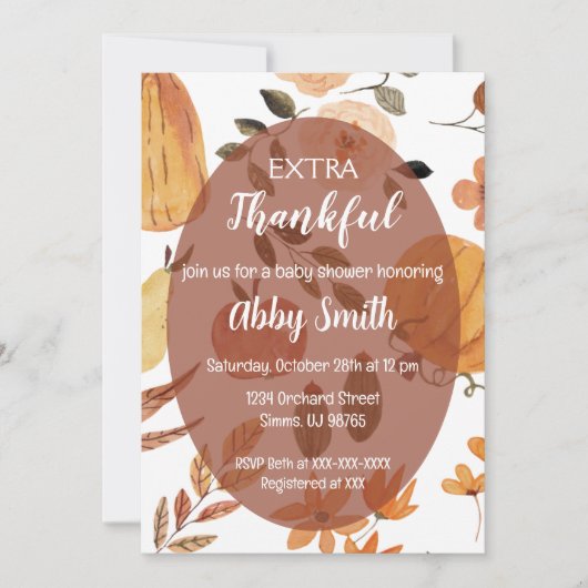 Extra Dankbare Thanksgiving Feestelijke Uitnodigin Kaart (Voorkant)