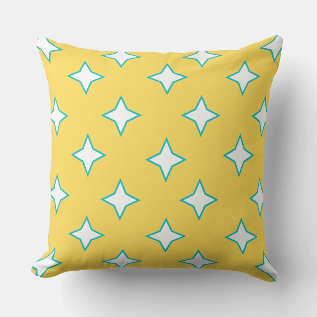 Extra decoratief geel wit blauw patroon cute kussen (Voorkant)