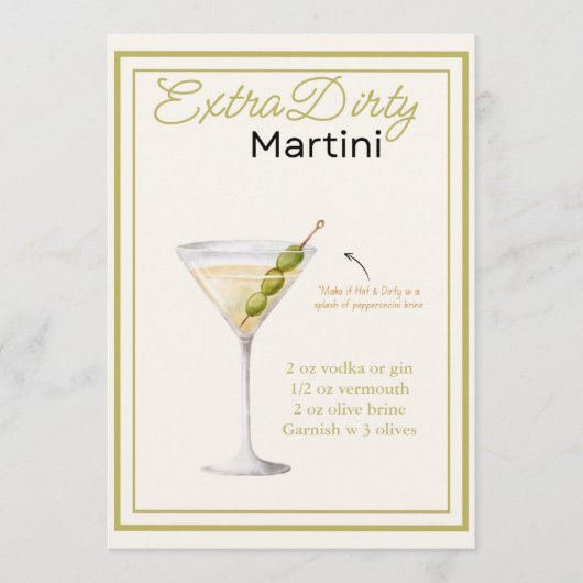Extra Dirty Martini Recept Kaart (Voorkant)