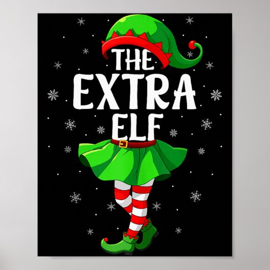 Extra Elf Christmas Girls Women Elf Squad Xmas Fam Poster (Voorkant)