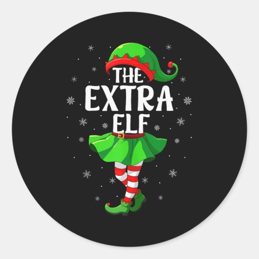 Extra Elf Christmas Girls Women Elf Squad Xmas Fam Ronde Sticker (Voorkant)